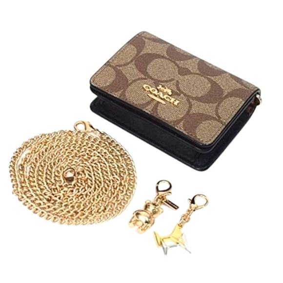 COACH BOXED MINI WALLET ON A CHAIN IN SIGNATURE COATED CANVAS & SMOOTH LEATHER - Picture 2 of 7